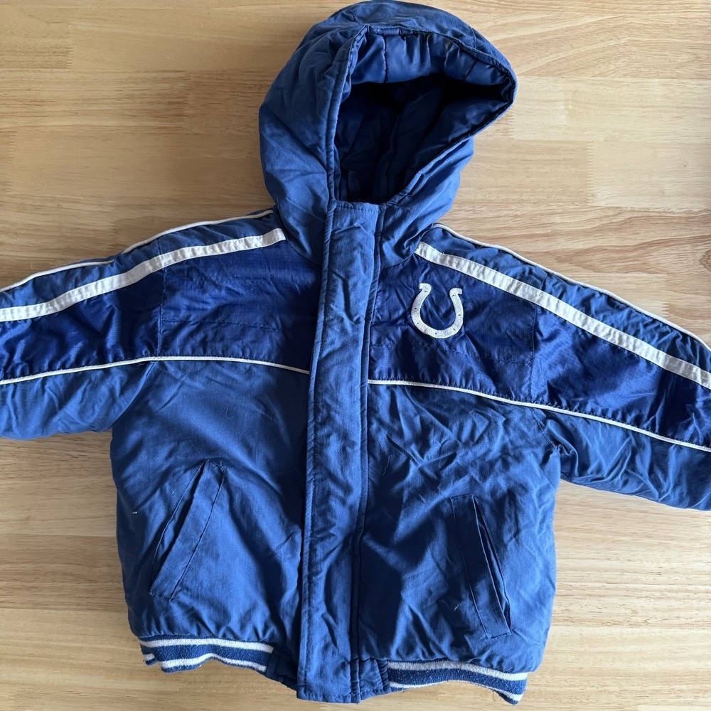Vintage NFL Indianapolis Colts Team 3T Puffer Jacket Full Zip Blue And White